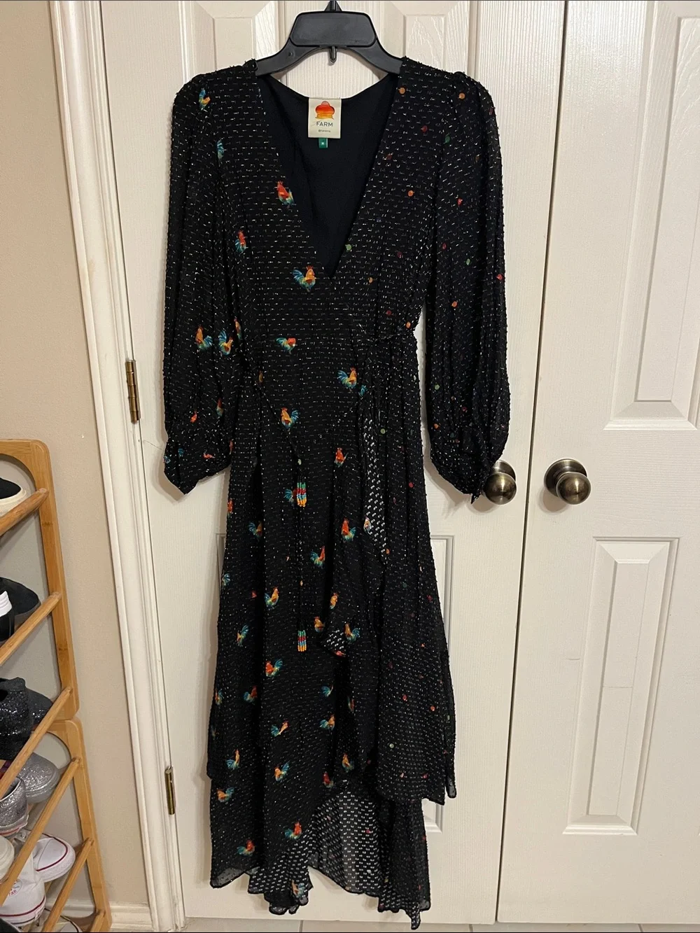 FARM Rio Black High-Low Floral Wrap Dress - Picture 1 of 10